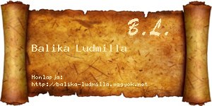 Balika Ludmilla névjegykártya